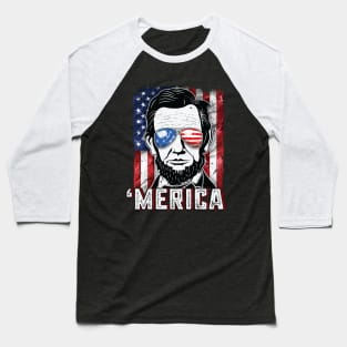 4th of July Merica Abraham Lincoln Baseball T-Shirt